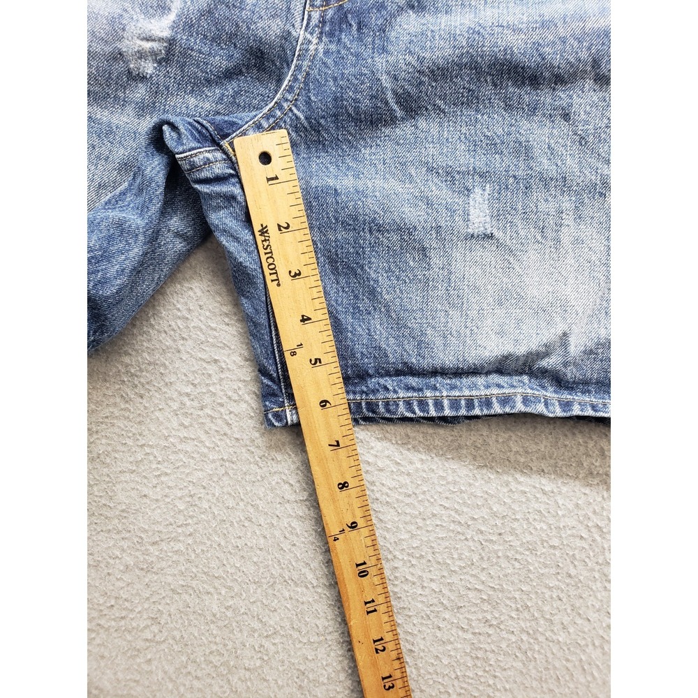 Uniqlo Women Short 26 Blue Distressed Logo 5 Pocket 100% Cotton Casual Denim - Picture 6 of 16